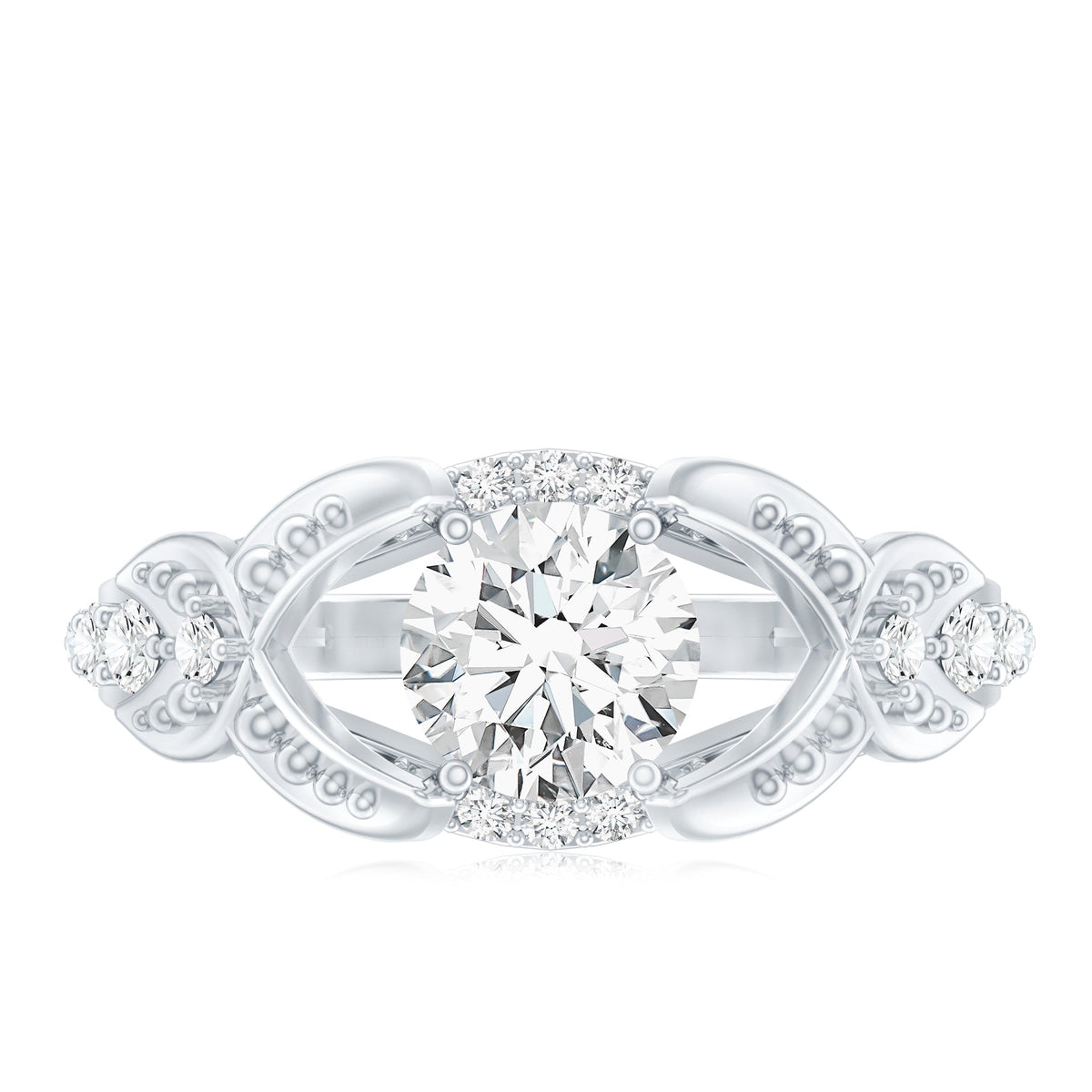 Certified 6 MM Lab Grown Diamond Vintage Inspired Engagement Ring