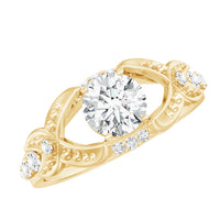 Certified 6 MM Lab Grown Diamond Vintage Inspired Engagement Ring