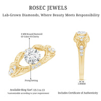 Certified 6 MM Lab Grown Diamond Vintage Inspired Engagement Ring