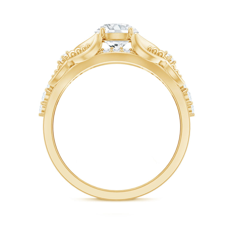 Vintage-inspired lab grown diamond engagement ring by Rosec Jewels featuring a 6mm certified diamond and intricate metalwork.