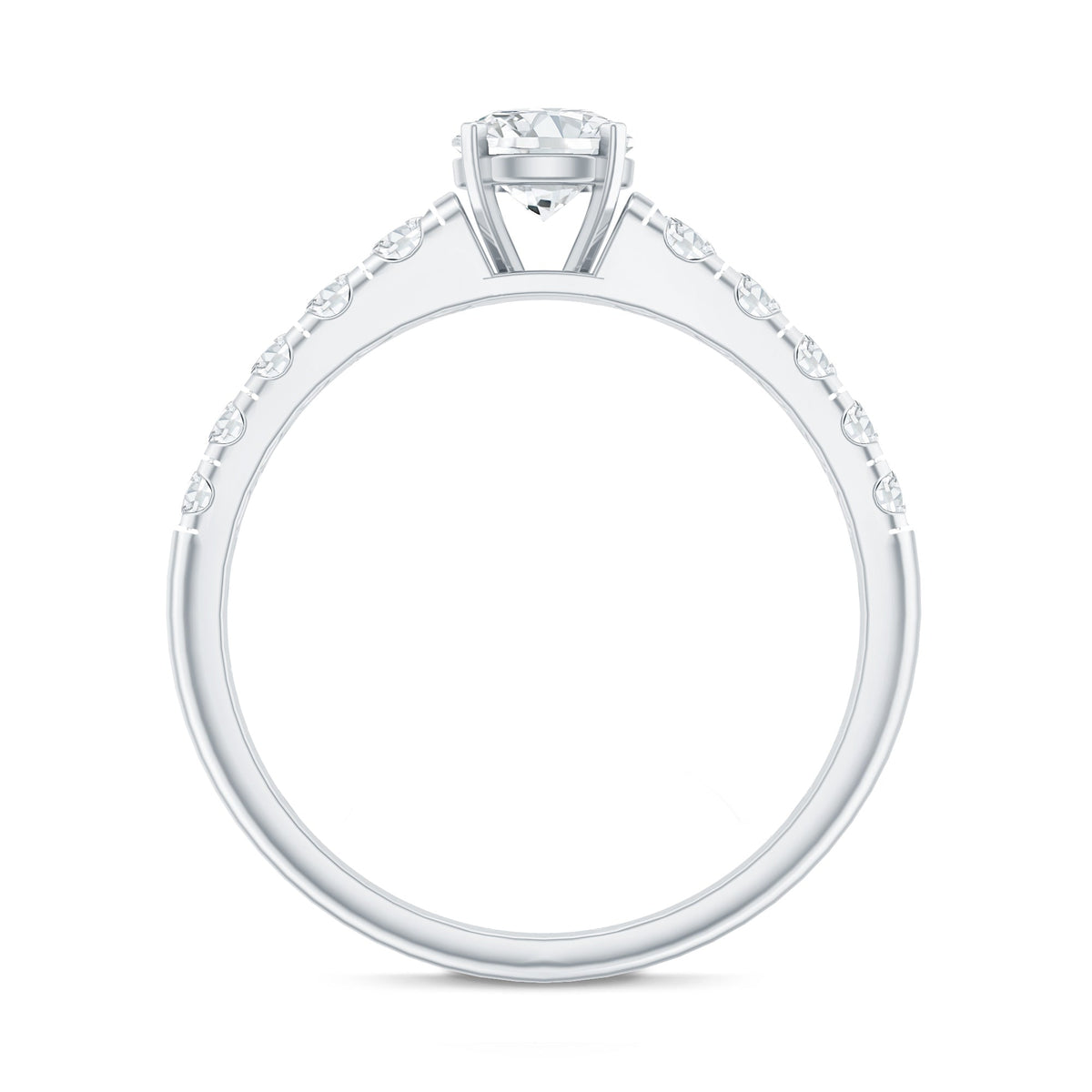 Lab Grown Diamond Classic Engagement Ring With Side Stones