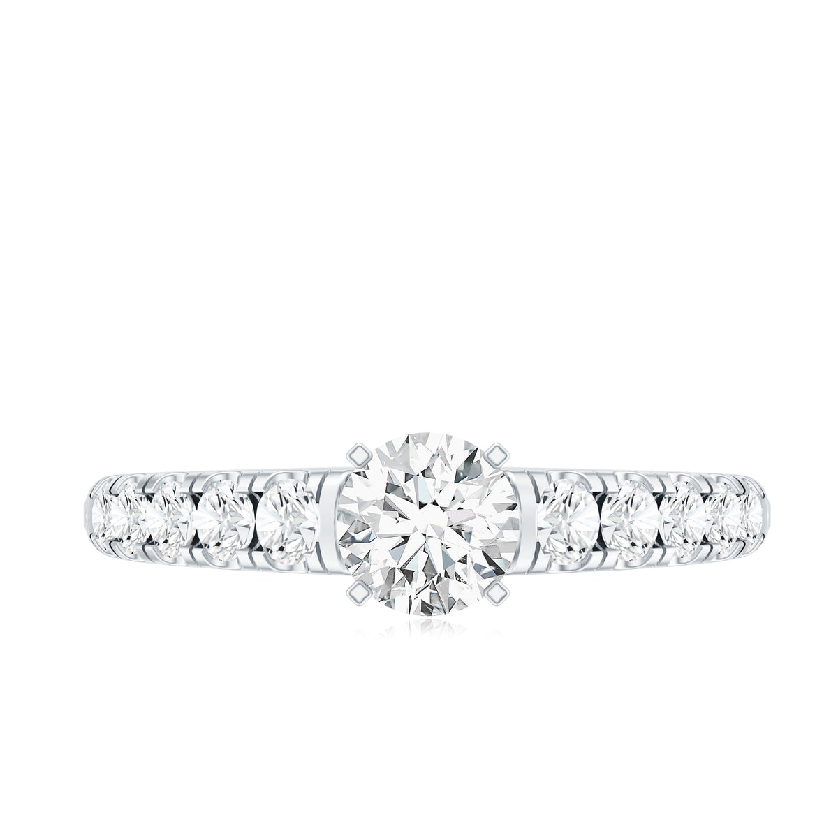 Lab Grown Diamond Classic Engagement Ring With Side Stones