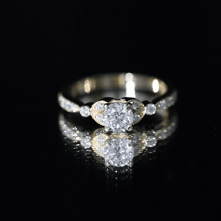 Yellow gold lab grown diamond minimal engagement ring by Rosec Jewels with a sleek, modern design and a central sparkling diamond.