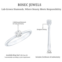 Lab Grown Diamond Solitaire Promise Ring For Women