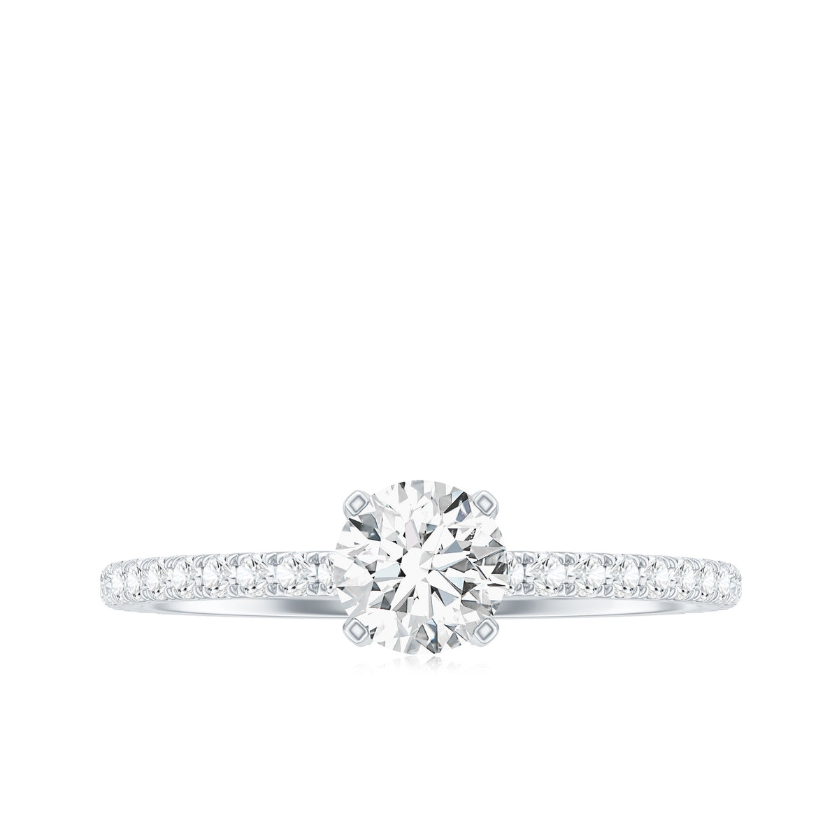 Lab Grown Diamond 5 MM Solitaire Engagement Ring with Side Stones