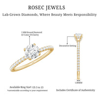 Lab Grown Diamond 5 MM Solitaire Engagement Ring with Side Stones