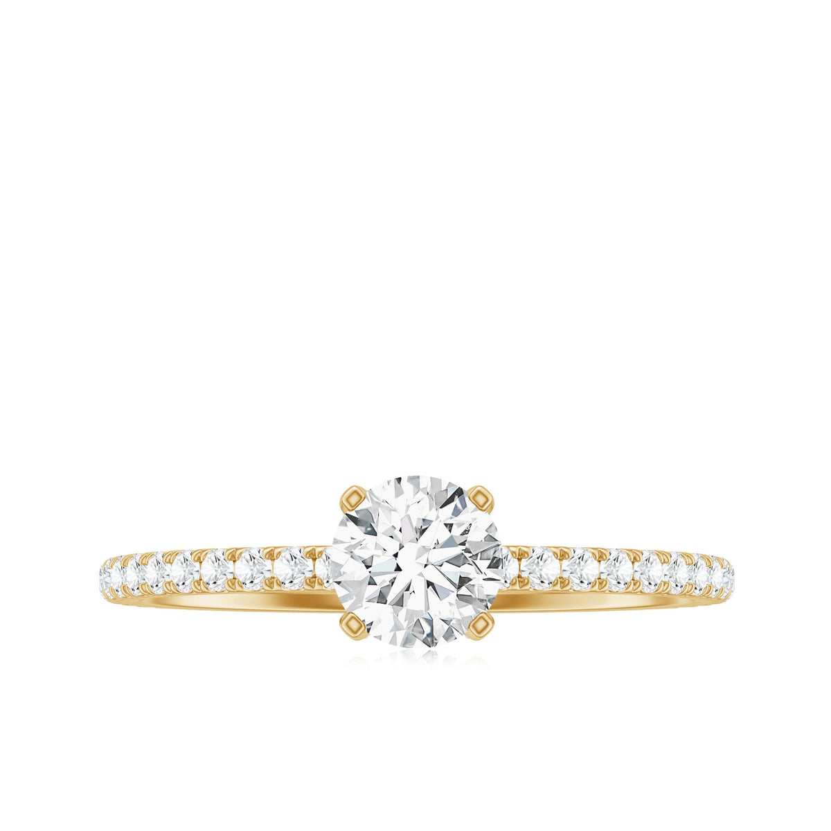 Lab Grown Diamond 5 MM Solitaire Engagement Ring with Side Stones