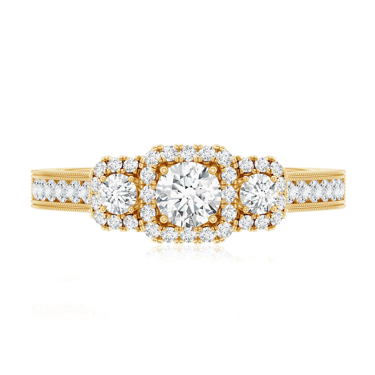 Certified Lab Grown Diamond Three Stone Engagement Ring