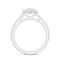 Lab Grown Diamond Halo Engagement Ring With Side Stones