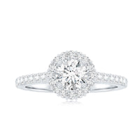 Lab Grown Diamond Halo Engagement Ring With Side Stones