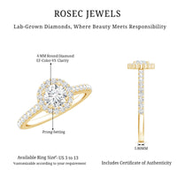 Lab Grown Diamond Halo Engagement Ring With Side Stones