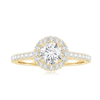 Lab Grown Diamond Halo Engagement Ring With Side Stones