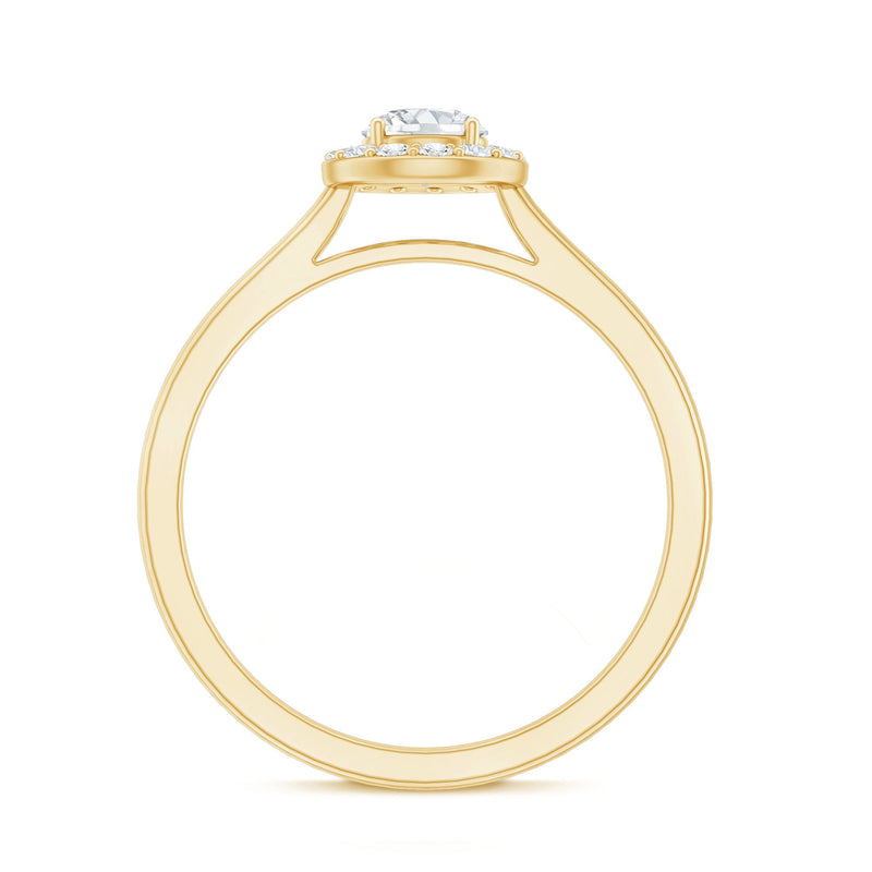 Lab grown diamond halo promise engagement ring from Rosec Jewels featuring a central diamond with surrounding halo setting.