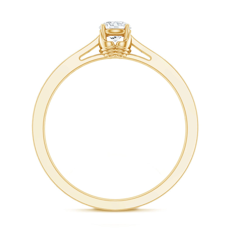 Minimalist lab-grown diamond engagement ring by Rosec Jewels with a sleek band and a sparkling center stone.