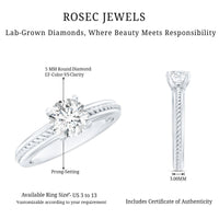 Certified Lab Grown Diamond 5 MM Round Solitaire Promise Ring