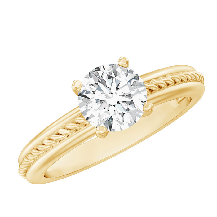 Certified lab-grown diamond 5mm round solitaire promise ring from Rosec Jewels, featuring a sleek and elegant design.