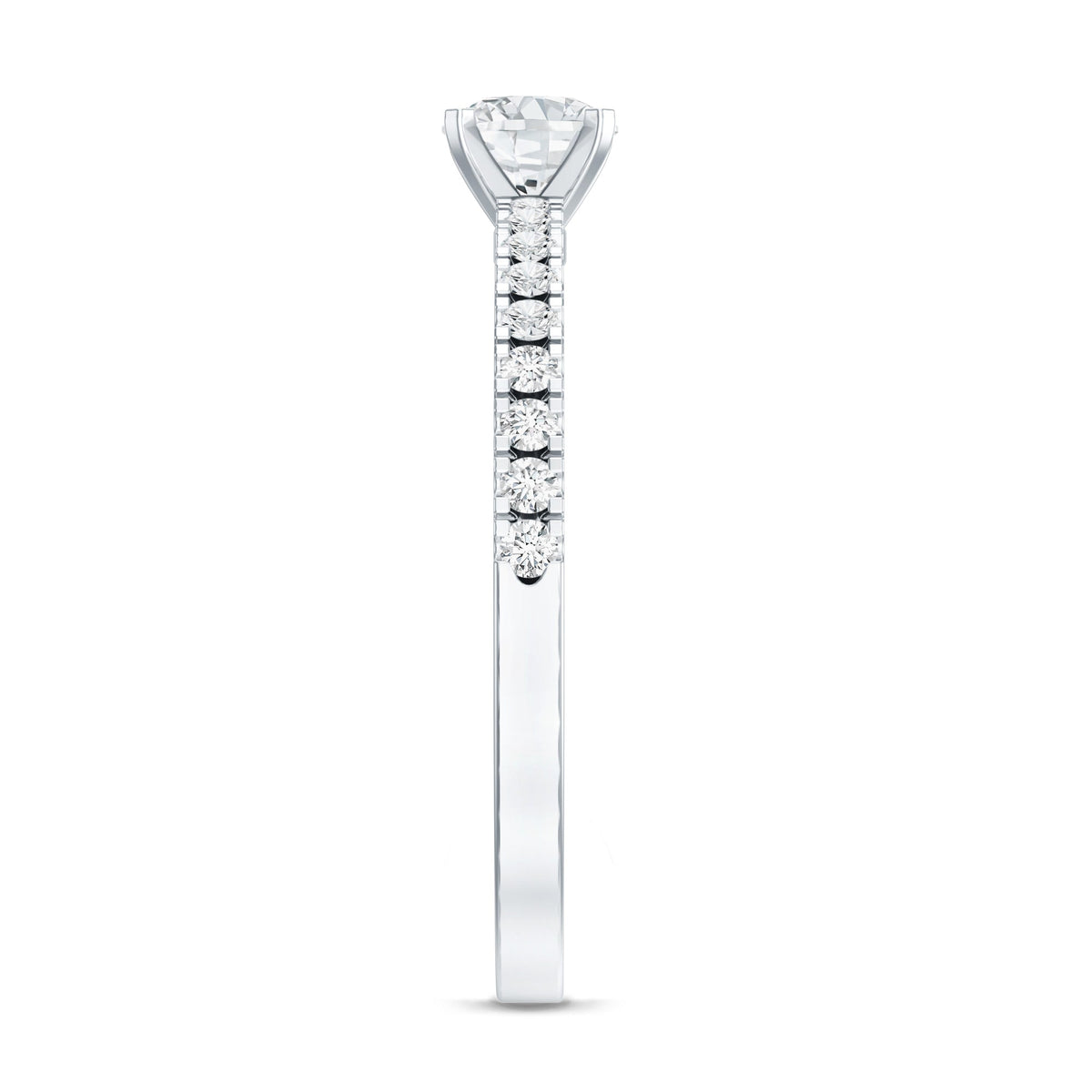 5 MM Lab Grown Diamond Simple Engagement Ring with Side Stones