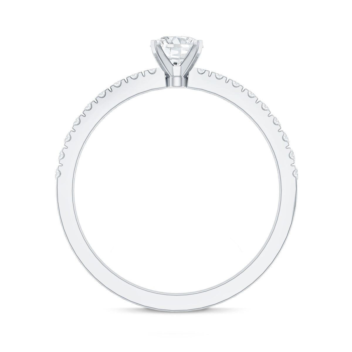 5 MM Lab Grown Diamond Simple Engagement Ring with Side Stones