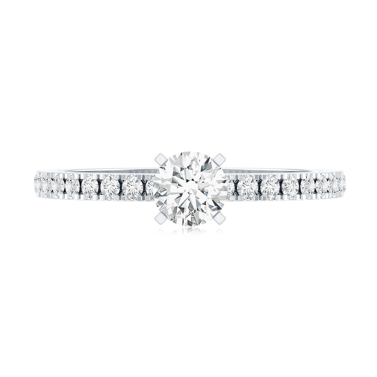 5 MM Lab Grown Diamond Simple Engagement Ring with Side Stones