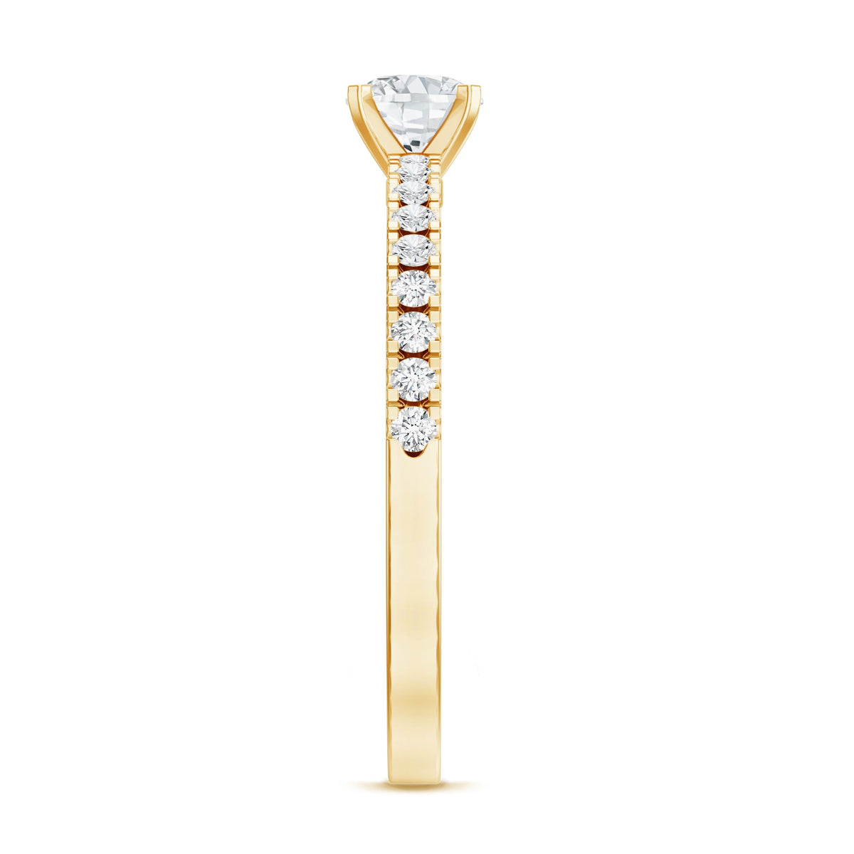 5 MM Lab Grown Diamond Simple Engagement Ring with Side Stones