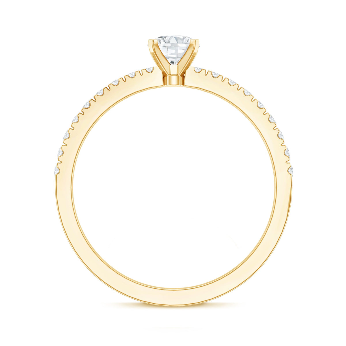 5 MM Lab Grown Diamond Simple Engagement Ring with Side Stones