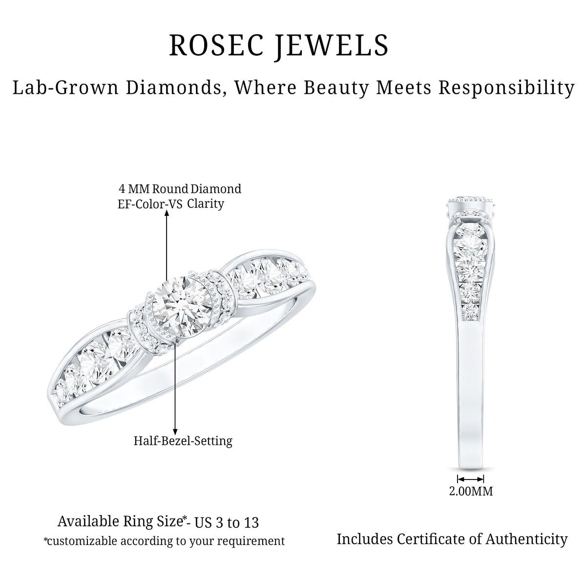 Certified Lab Grown Diamond Minimalist Engagement Ring