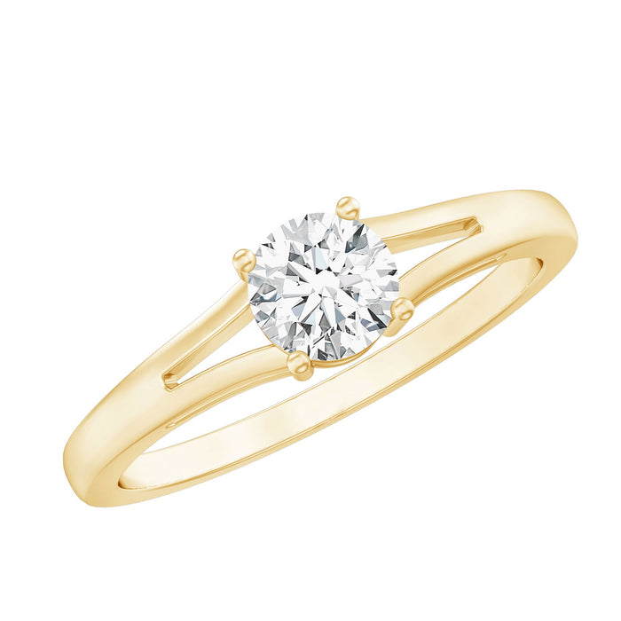 Rosec Jewels lab-grown diamond solitaire promise ring with 5mm center stone and split shank design on a sleek ring band.