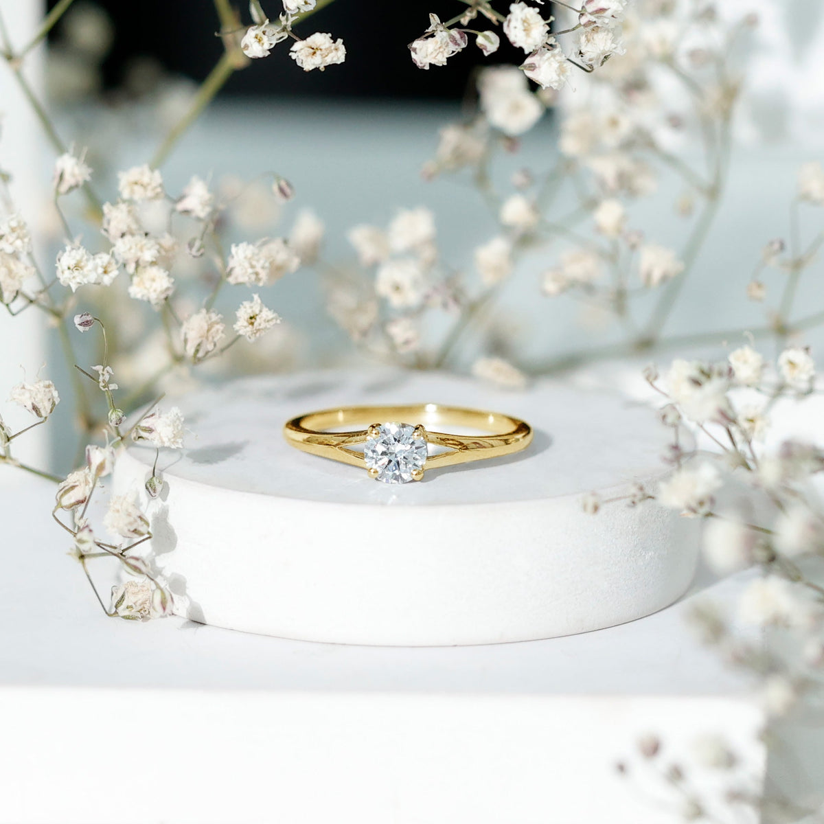 Lab Grown Diamond 5 MM Solitaire Promise Ring With Split Shank