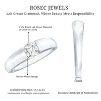 0.4 Carat Tension Mount Set Lab Grown Diamond Solitaire Band Ring