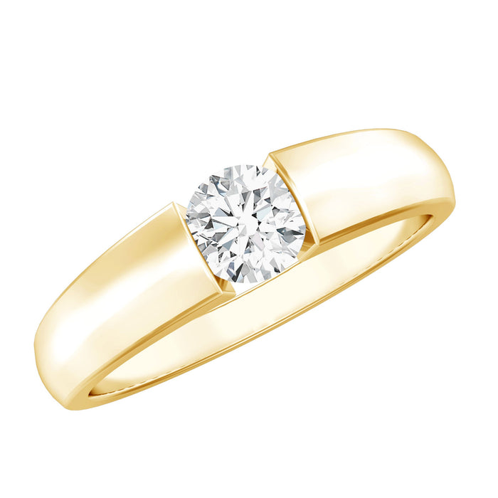 Lab grown diamond solitaire band ring with 0.4 carat tension mount setting by Rosec Jewels, showcasing elegant jewelry design.