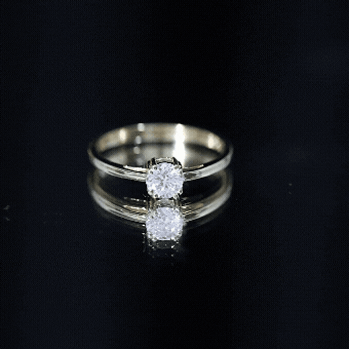Yellow gold lab grown diamond solitaire promise ring with a 5mm certified diamond from Rosec Jewels.