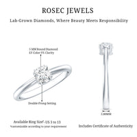 Certified 5 MM Lab Grown Diamond Solitaire Promise Ring