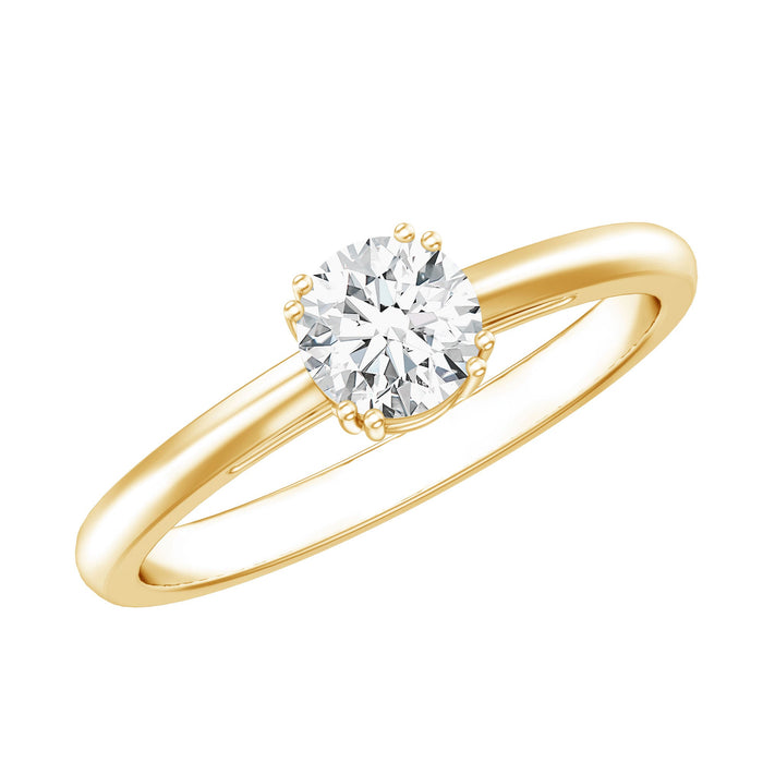 Certified 5mm lab-grown diamond solitaire promise ring by Rosec Jewels, featuring a sleek design and a sparkling central diamond.