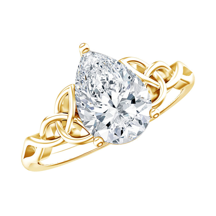 Lab grown 0.6 carat teardrop solitaire engagement ring by Rosec Jewels, featuring a sparkling diamond set in a sleek ring band.