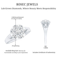 Certified Lab Grown Diamond Flower Engagement Ring