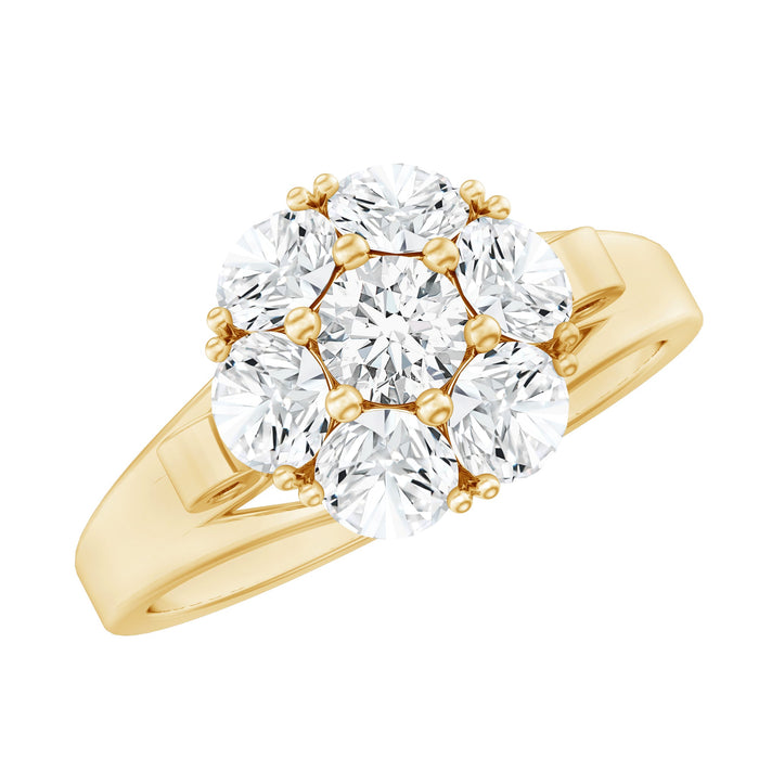 Rosec Jewels lab-grown diamond flower engagement ring featuring a detailed floral design and sparkling diamonds.