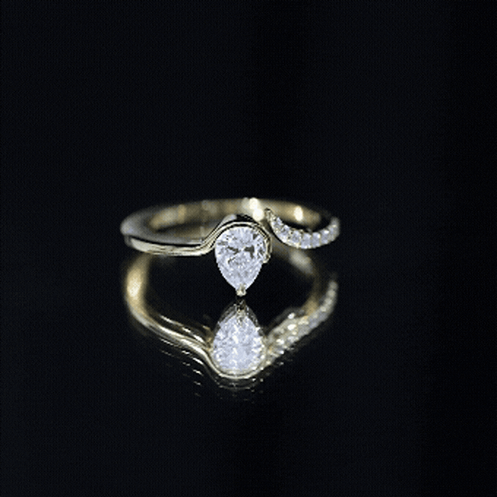 Yellow gold promise ring with a certified lab-grown diamond from Rosec Jewels, featuring a sleek, modern design.
