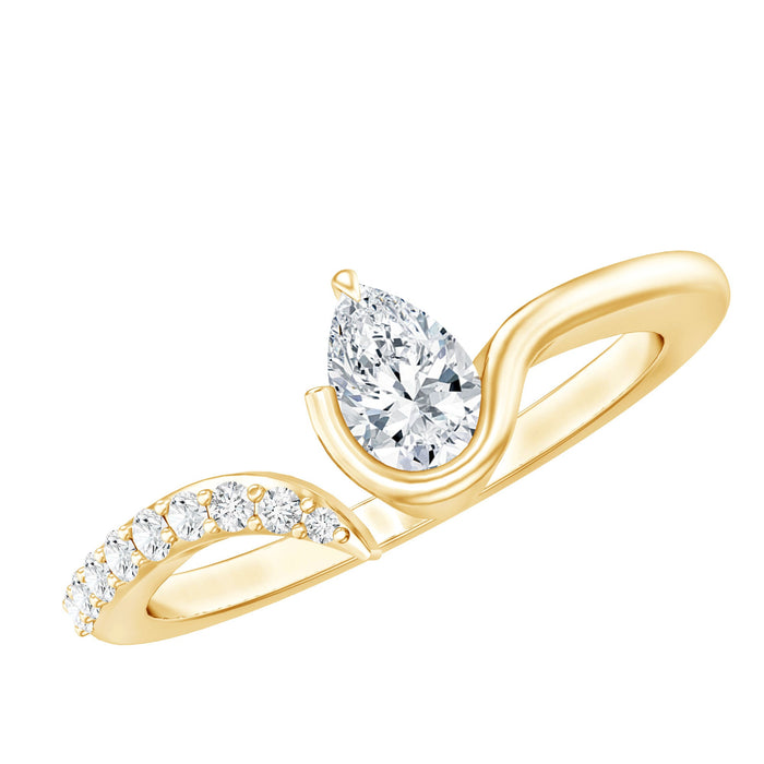 Certified lab-grown diamond designer promise ring from Rosec Jewels featuring a sleek band with sparkling diamonds.
