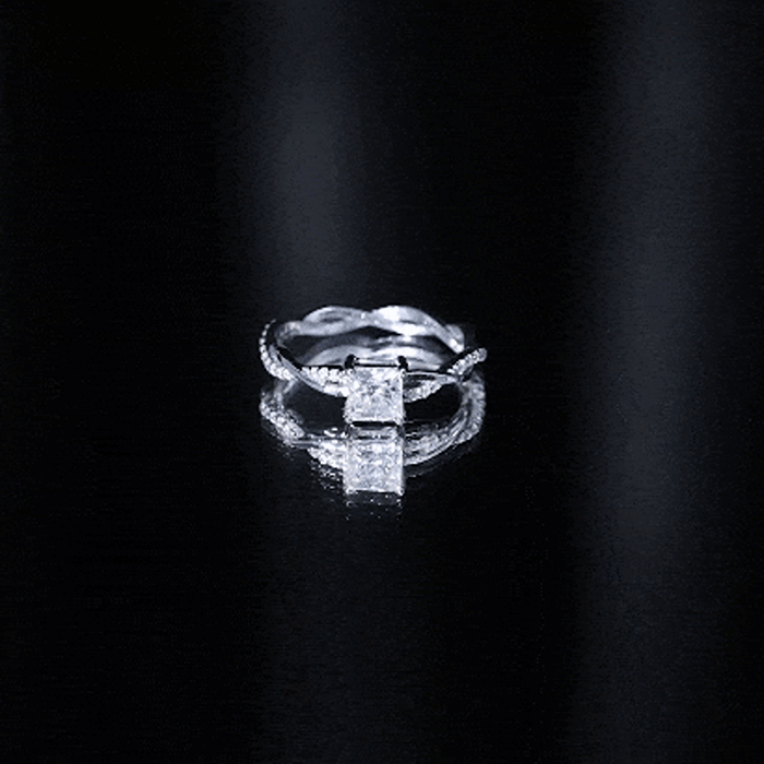 Yellow gold lab-grown diamond princess cut engagement ring with 6mm center stone, crafted by Rosec Jewels.