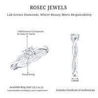 Certified Lab Grown Diamond 6MM Princess Cut Engagement Ring