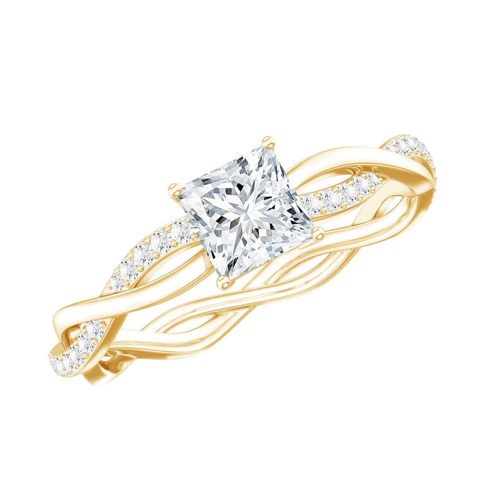 Certified lab-grown diamond 6mm princess cut engagement ring from Rosec Jewels, showcasing the elegant ring design.