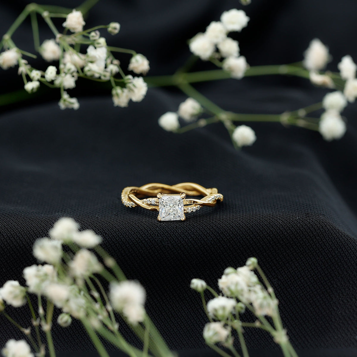 Certified Lab Grown Diamond 6MM Princess Cut Engagement Ring