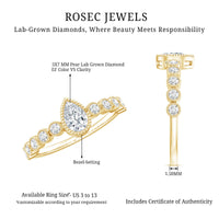 Lab Grown Diamond 5X7 MM Pear Shaped Engagement Ring With Side Stones