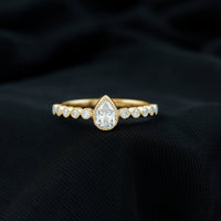 Lab Grown Diamond 5X7 MM Pear Shaped Engagement Ring With Side Stones