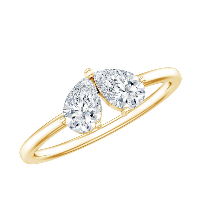 Certified lab grown diamond 2-stone promise ring by Rosec Jewels, featuring a sleek band with two sparkling diamonds.
