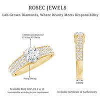 Certified 0.9 Carat Lab Grown Diamond Engagement Ring With Side Stones