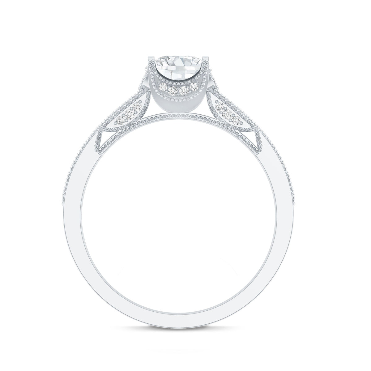 Certified Lab Grown Diamond 6 MM Round Engagement Ring With Side Stones