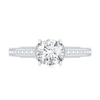 Certified Lab Grown Diamond 6 MM Round Engagement Ring With Side Stones