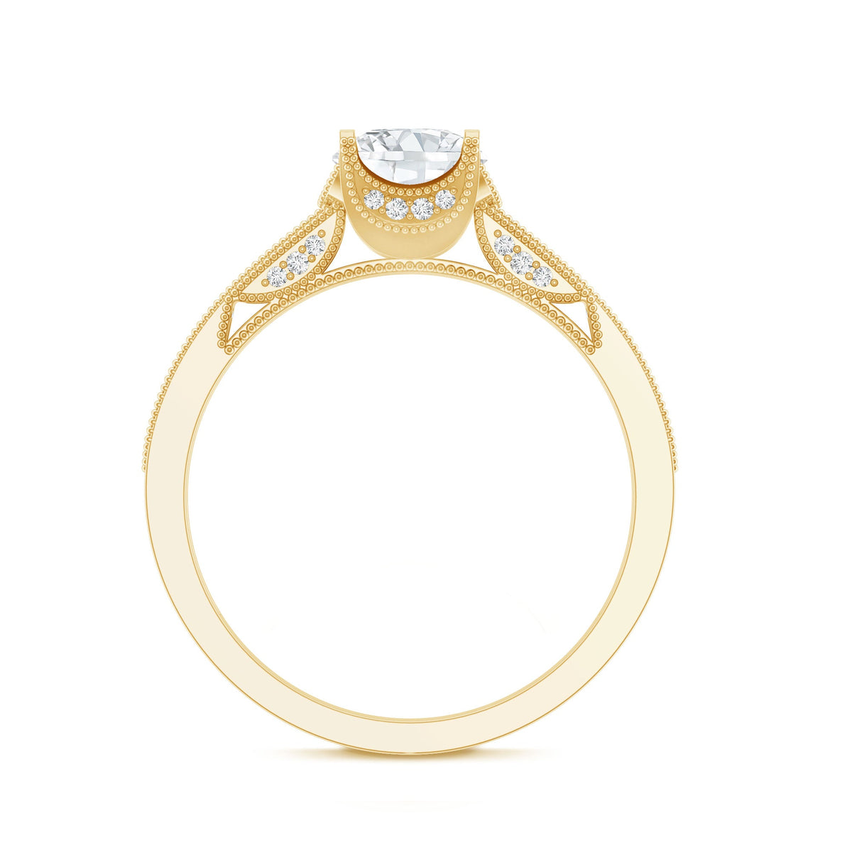 Certified Lab Grown Diamond 6 MM Round Engagement Ring With Side Stones