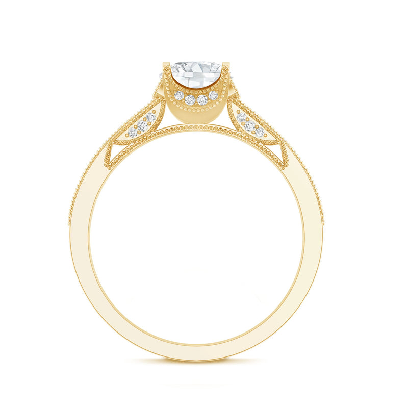 Rosec Jewels certified lab-grown diamond 6mm round engagement ring with side stones, showcasing a sparkling and elegant design.